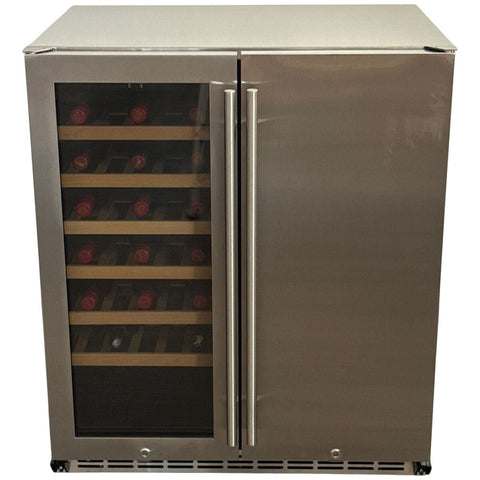 Bosston Grills 180L double door alfresco fridge - dual zone for beer and wine, lockable, silver - BOS180W2D