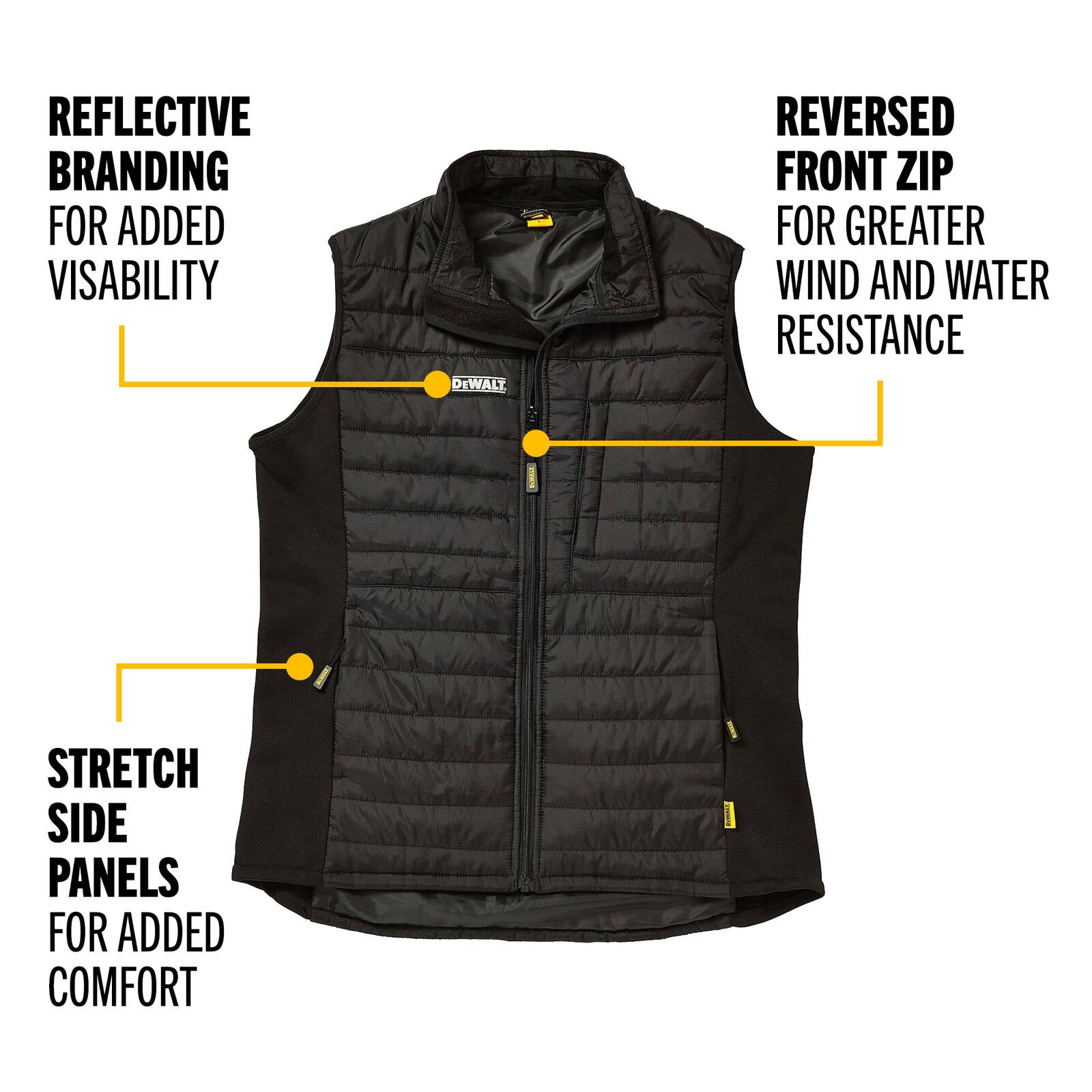 DeWALT Storm Vest Size XXL Black Insulated Nylon 3-Pocket Zip