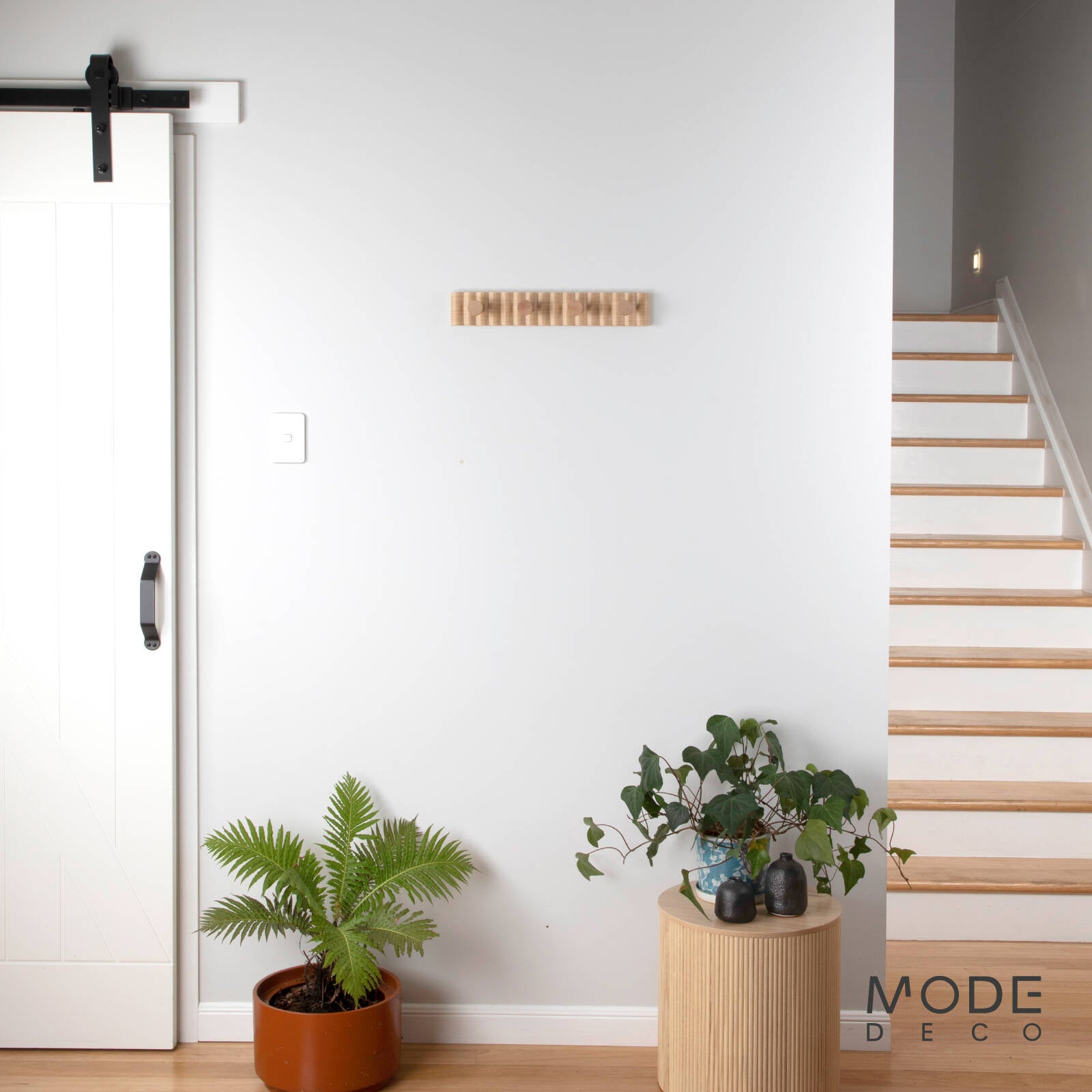 MODE 4 Timber Hooks On Fluted Timber Board Hook Rack 450mm