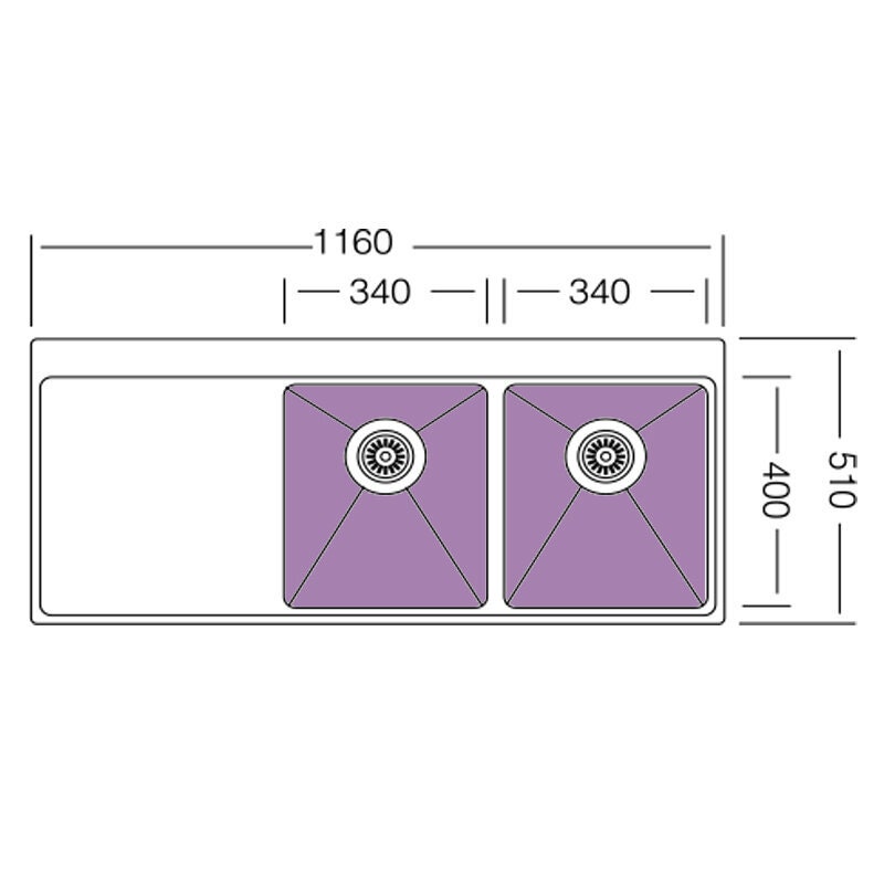 Artusi Mayfair Double Bowl Sink with Right Hand Drainer - AISI 304 Satin Stainless Steel - MAYFAIR-L