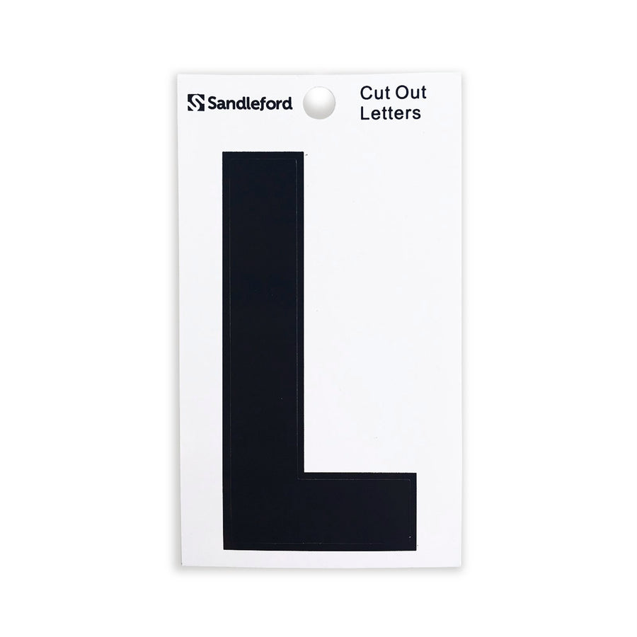 Sandleford 85mm Black Cut Out Self Adhesive House Letter L - Weather Resistant Polycarbonate