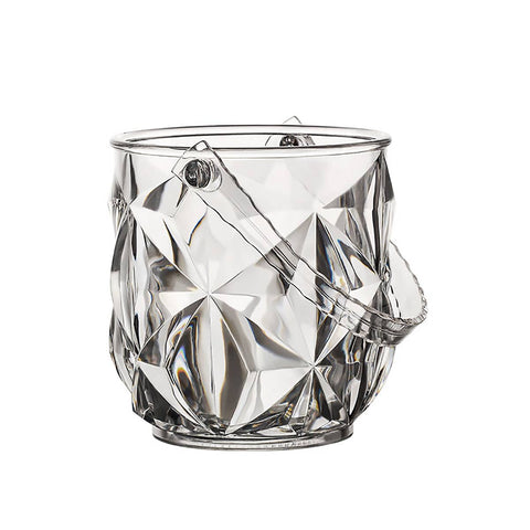 Diamond Pattern Acrylic Ice Bucket with Handle and Ice Clip - Clear, 1300 ml