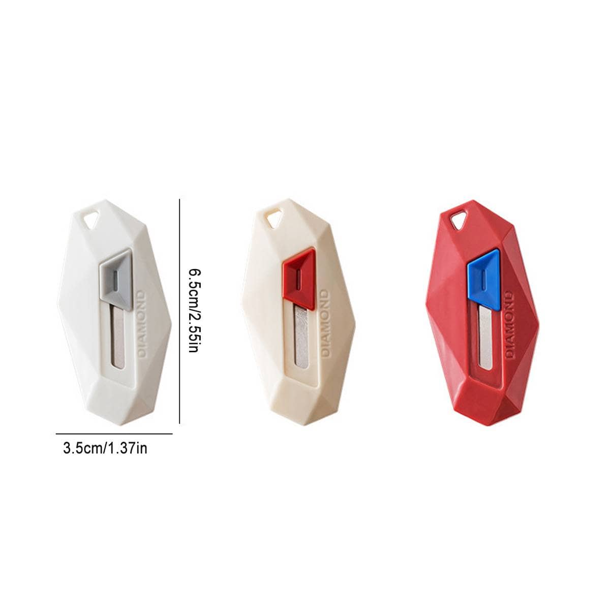Diamond Shaped Mini Box Cutters with Magnetic Back, Pack of 3 - Enhanced Non Stick Blade - view 4