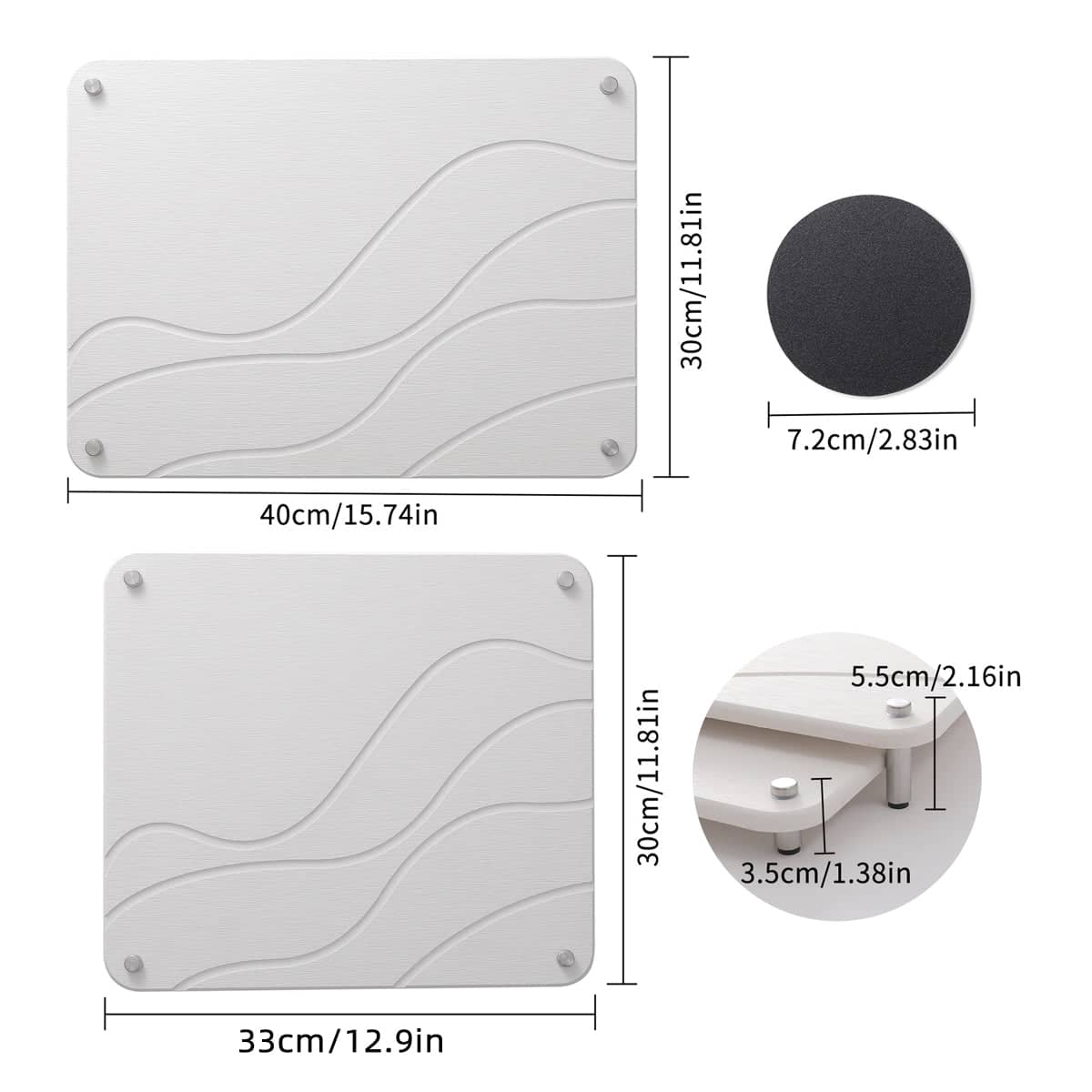 Diatomaceous Earth Dish Drying Mat Kitchen Countertop, Pack of 2, Grey - view 4