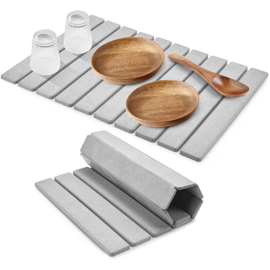 Diatomaceous Earth Drying Mat Foldable Plate Draining Pad Non Slip - Grey