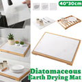 Diatomite Instant Absorbent Dish Drying Mat with Bamboo Frame
