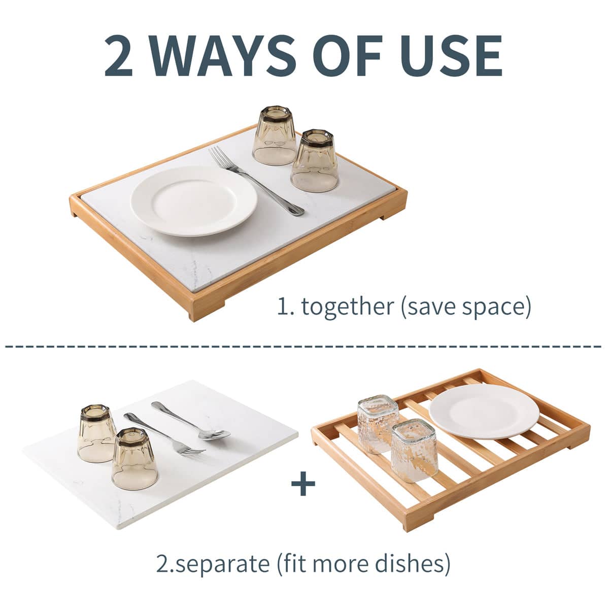 Diatomite Instant Absorbent Dish Drying Mat with Bamboo Frame - view 4