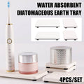 Diatomite Tray and Soap Dish Set - 4-Piece, White