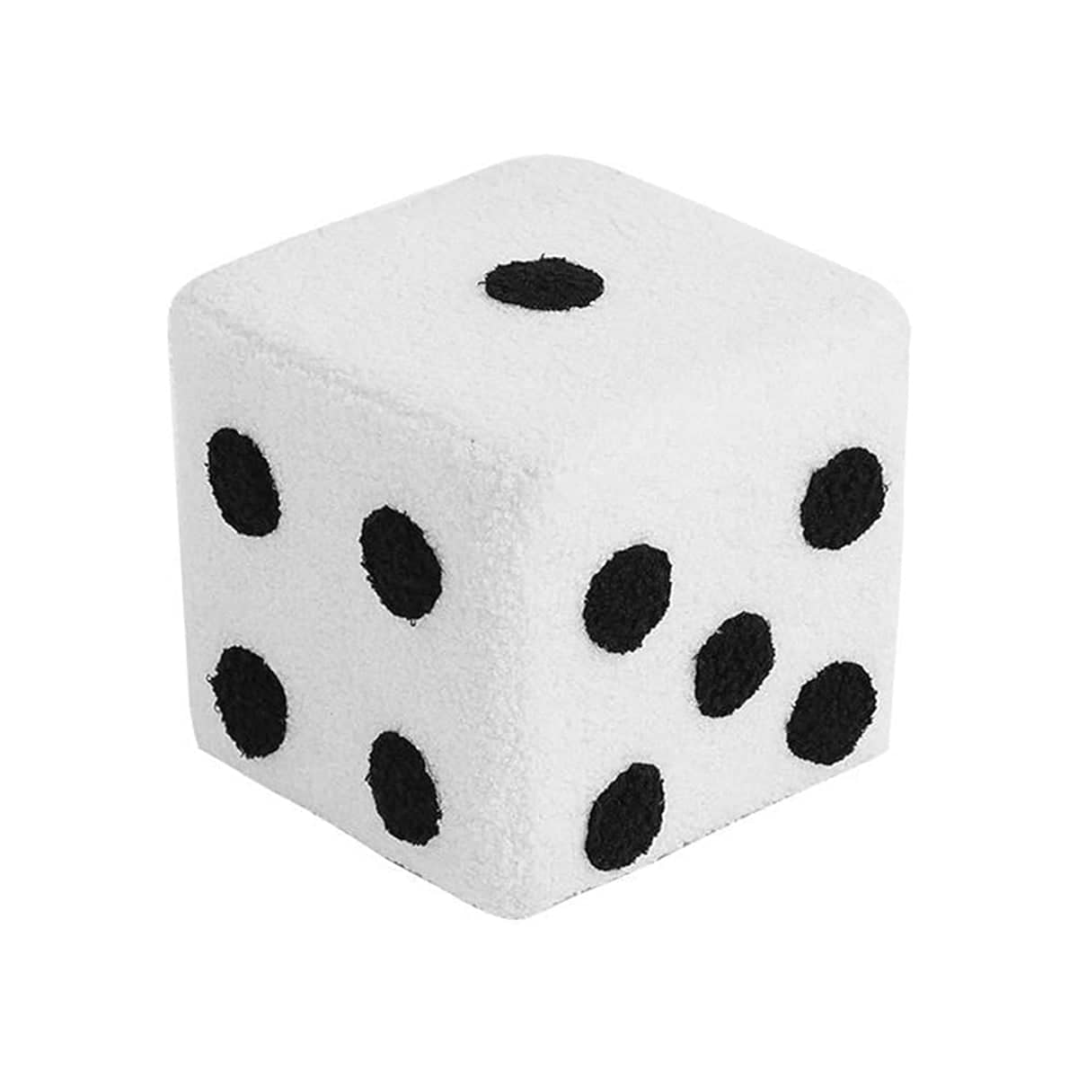 Dice-Shaped Solid Wood Shoe Changing Stool with Lamb Velvet Cover - White
