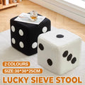 Dice-Shaped Solid Wood Shoe Changing Stool with Lamb Velvet Cover - White - view 2
