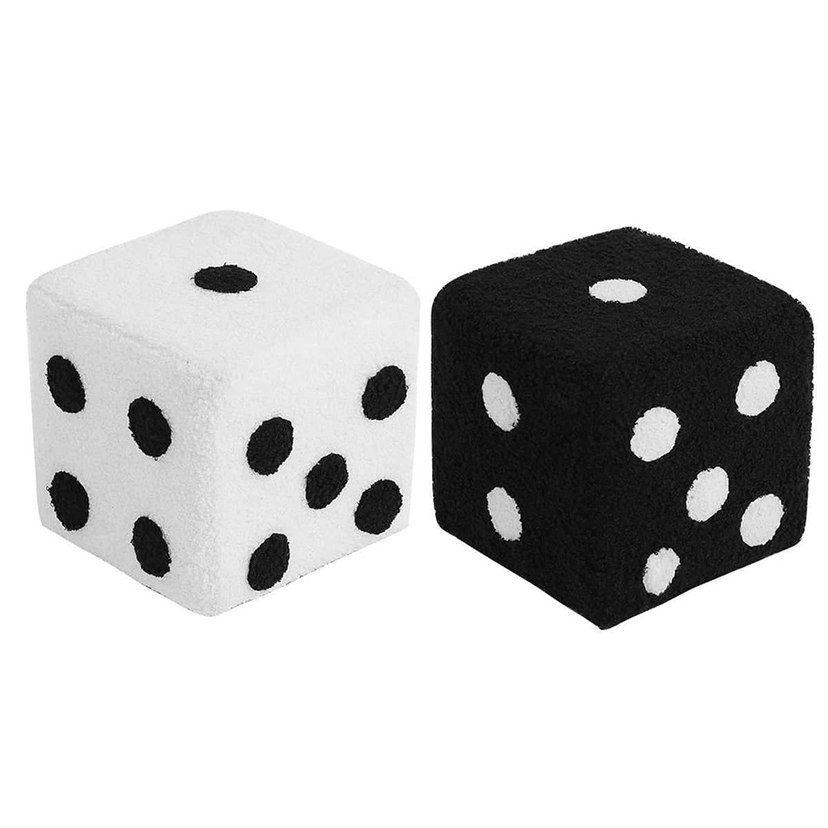 Dice-Shaped Solid Wood Shoe Changing Stool with Lamb Velvet Cover - White - view 3