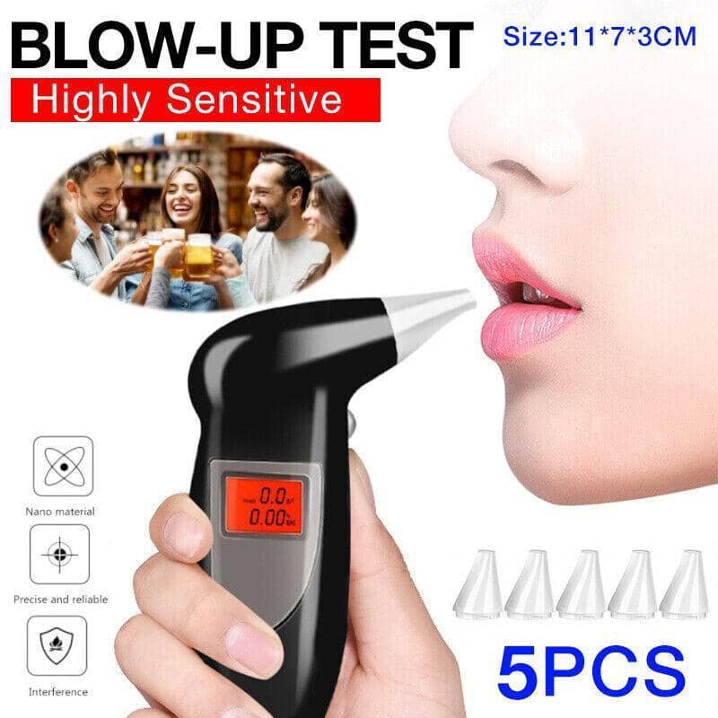 Digital Alcohol Breath Tester with LED Display and 5 Mouthpieces