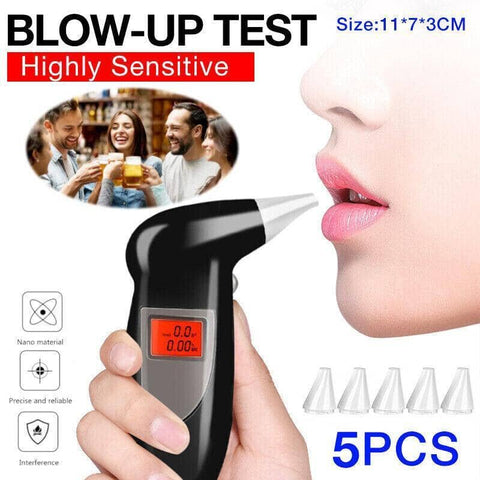Digital Alcohol Breath Tester with LED Display and 5 Mouthpieces