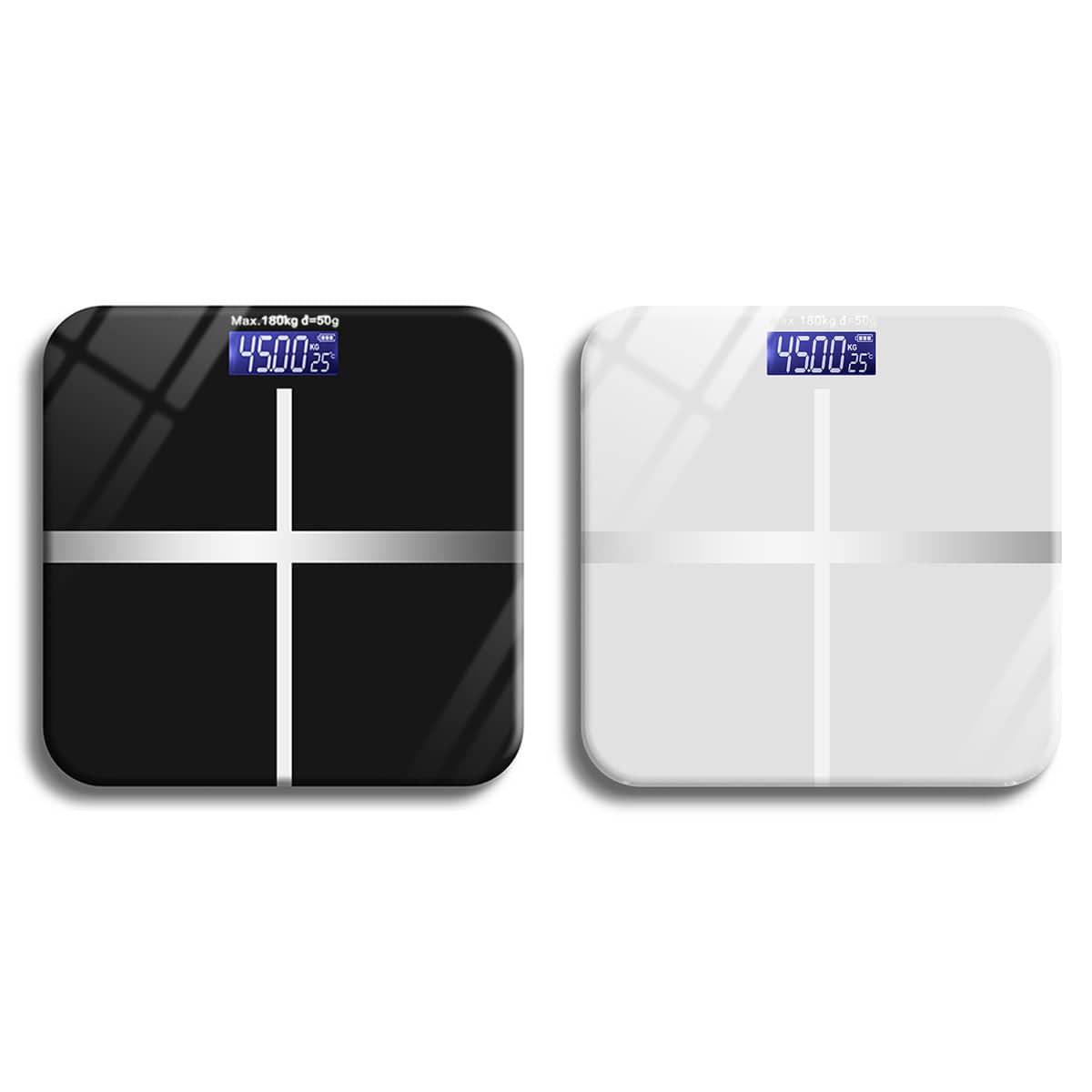 Digital Bathroom Scale with LCD Display, Tempered Glass - Black - view 3