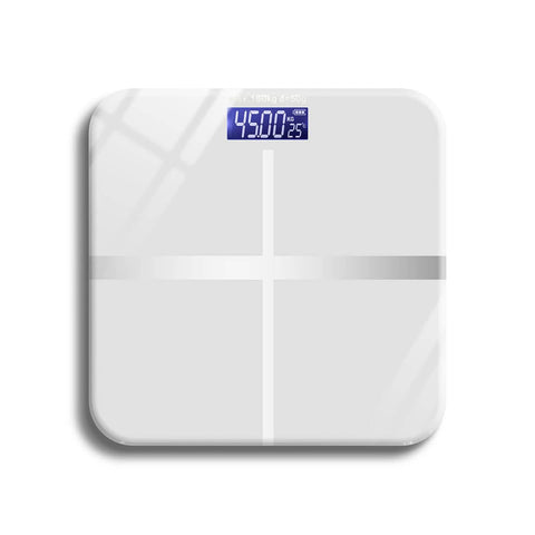Digital Bathroom Scale with LCD Display, Tempered Glass - White