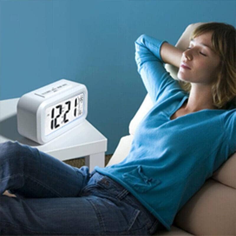 Digital Bedside Alarm Clock with LED Snooze and Temperature Display - White - view 4