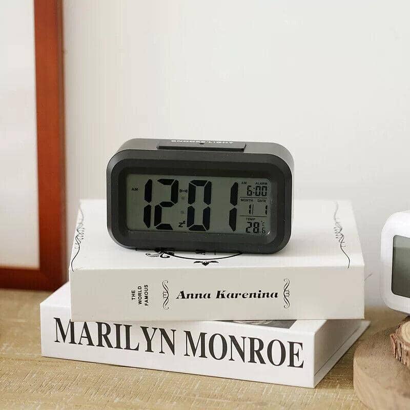 Digital Bedside Alarm Clock with LED Snooze and Temperature Display - White - view 5