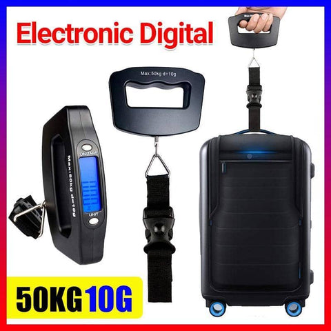 Digital Luggage Scale 50 kg, Portable Hanging Travel Scale, Black
