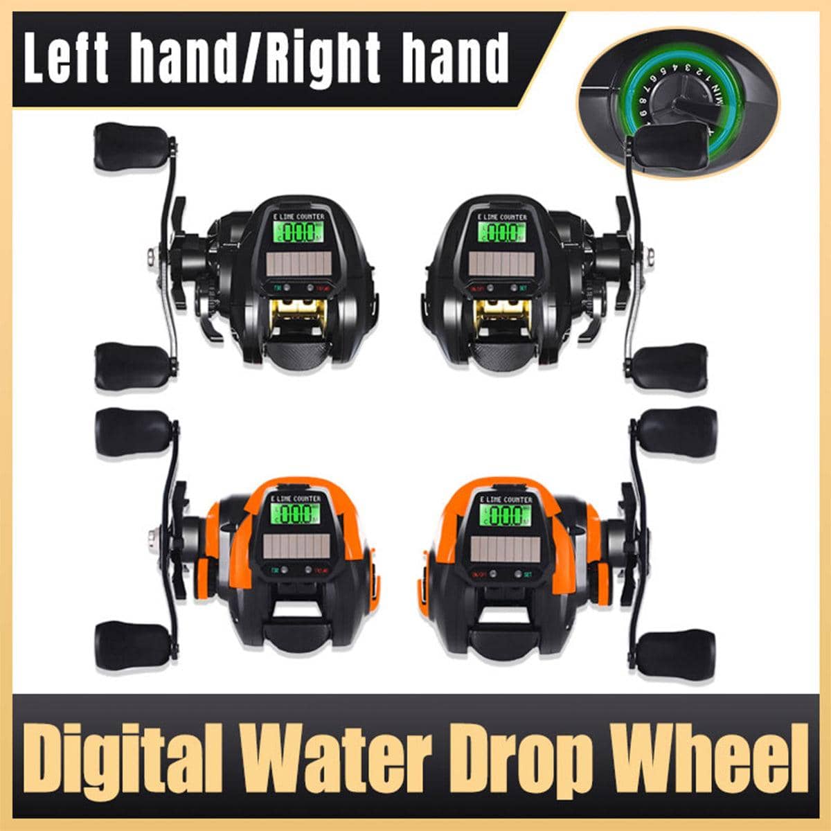 Digital Teardrop Fishing Reel - Black, Left-Handed - view 2
