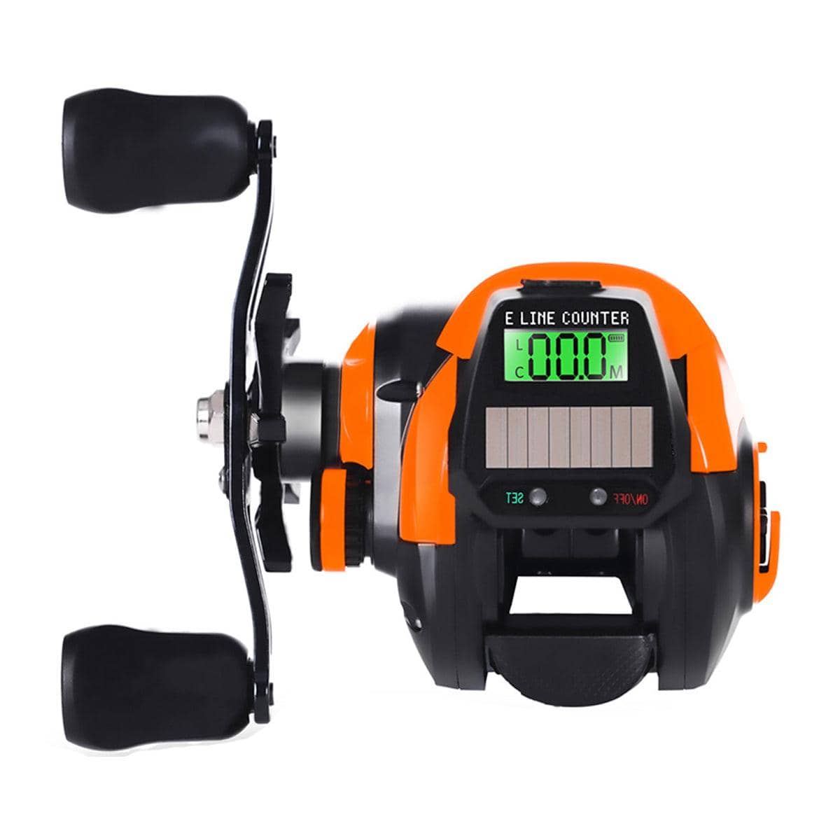 Digital Teardrop Fishing Reel - Orange, Left-Handed