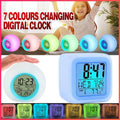 Digital Wake up Alarm Clock with 7 Light Colours and Temperature - Blue and White, Round - view 2