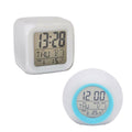 Digital Wake up Alarm Clock with 7 Light Colours and Temperature - Blue and White, Round - view 3