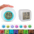 Digital Wake up Alarm Clock with 7 Light Colours and Temperature - Blue and White, Round - view 4