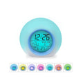 Digital Wake up Alarm Clock with 7 Light Colours and Temperature - Blue and White, Round - view 5