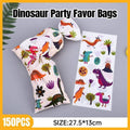 Dinosaur Candy Bags - Pack of 150 Flat Gift Pouches with Gold Twist Ties