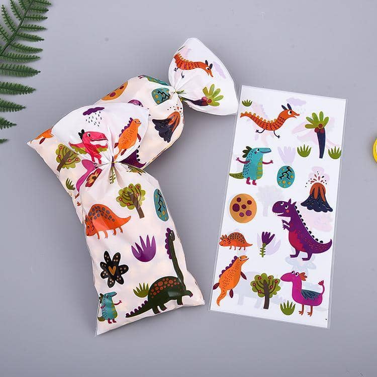 Dinosaur Candy Bags - Pack of 150 Flat Gift Pouches with Gold Twist Ties - view 5