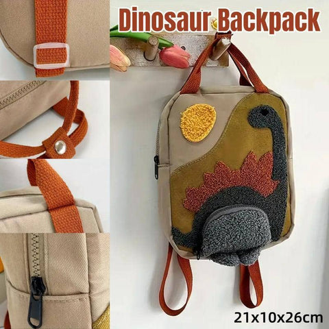 Dinosaur Canvas Kids Backpack with Embroidered Dinosaur Design for Early Learners