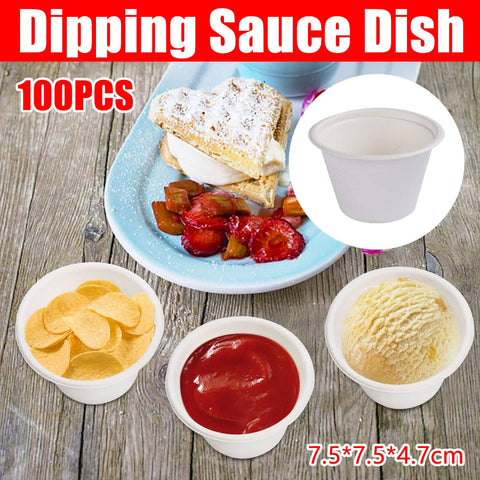 Dipping Sauce Dishes Sugarcane Pulp 4 oz Small Condiment Bowls, Pack of 100