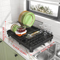 Dish Draining Rack with Cutlery Basket and Fixed Drain Spout - view 3