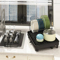 Dish Draining Rack with Cutlery Basket and Fixed Drain Spout - view 4