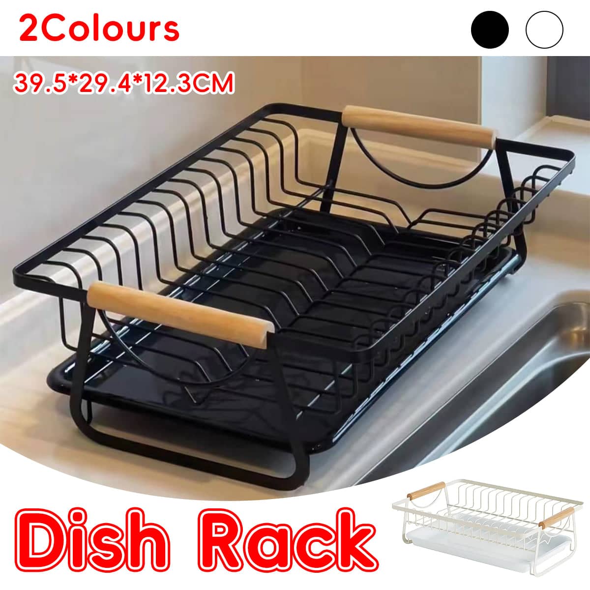 Dish Drying Rack Kitchen Sink Organiser Rust Proof for Plates, Bowls and Utensils - White - view 2