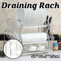 Dish Rack Drainer 3-Tier with Cutlery Holder for Kitchen Storage, White