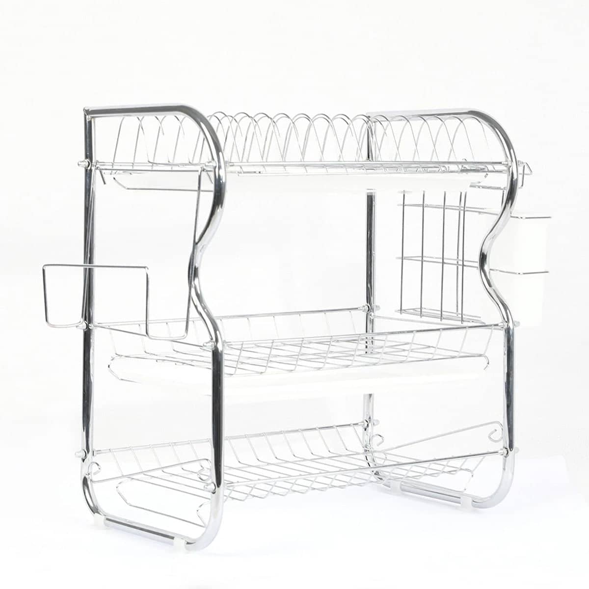 Dish Rack Drainer 3-Tier with Cutlery Holder for Kitchen Storage, White - view 2