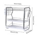 Dish Rack Drainer 3-Tier with Cutlery Holder for Kitchen Storage, White - view 3
