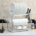 Dish Rack Drainer 3-Tier with Cutlery Holder for Kitchen Storage, White - view 4