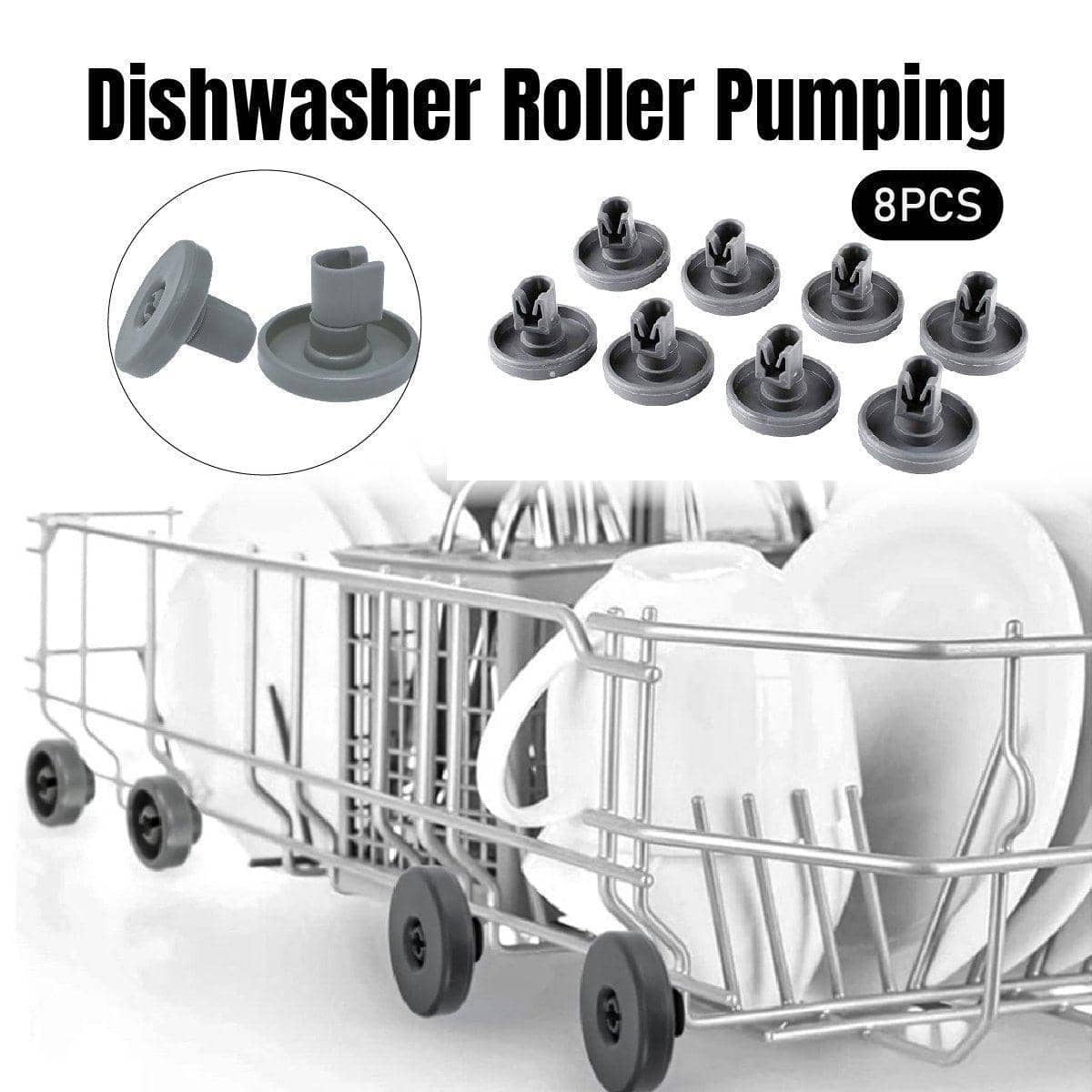 Dishwasher Drawer Rollers 40 mm Replacement Wheels, Pack of 8