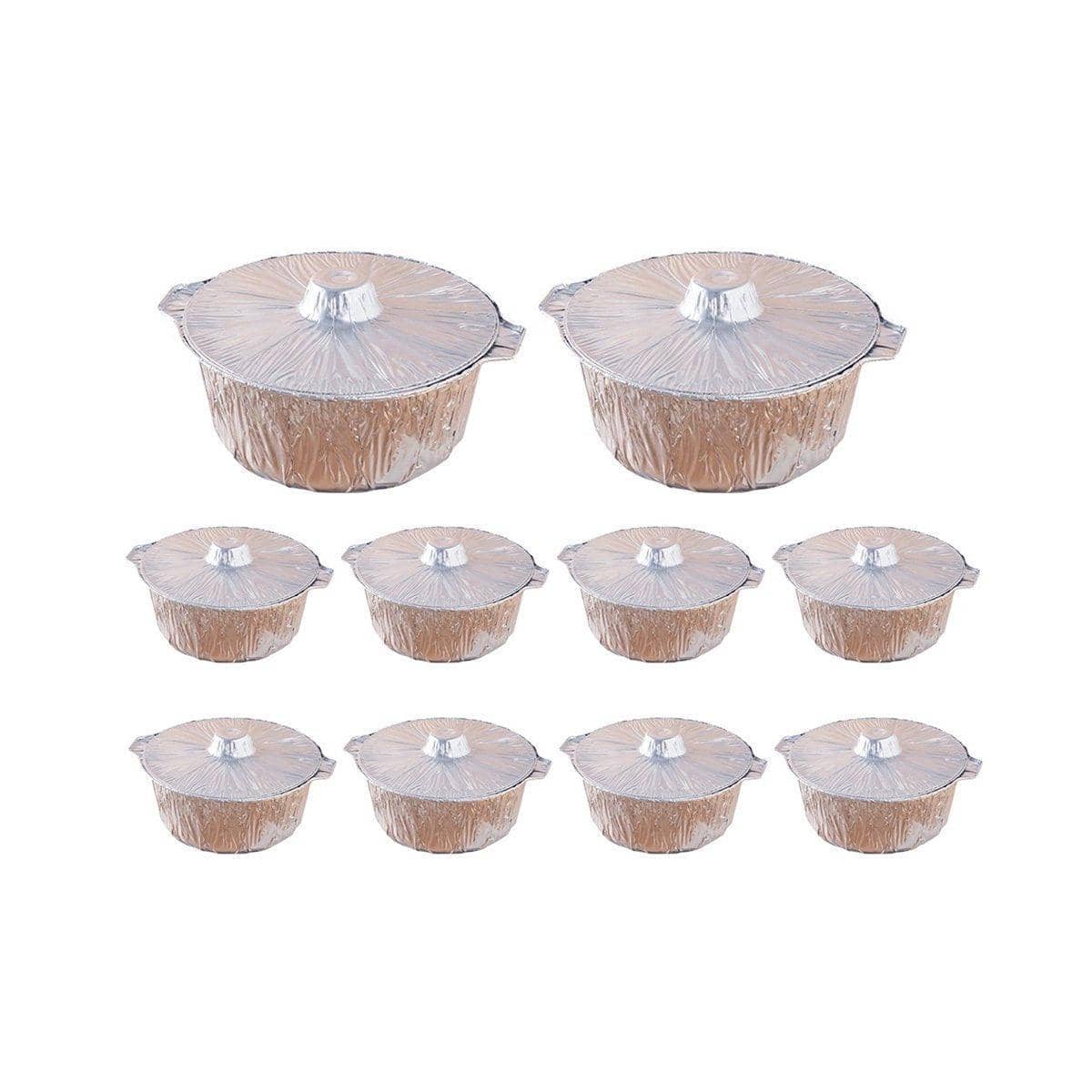 Disposable Aluminium Foil Pots with Lids - 2200 ml, Pack of 10