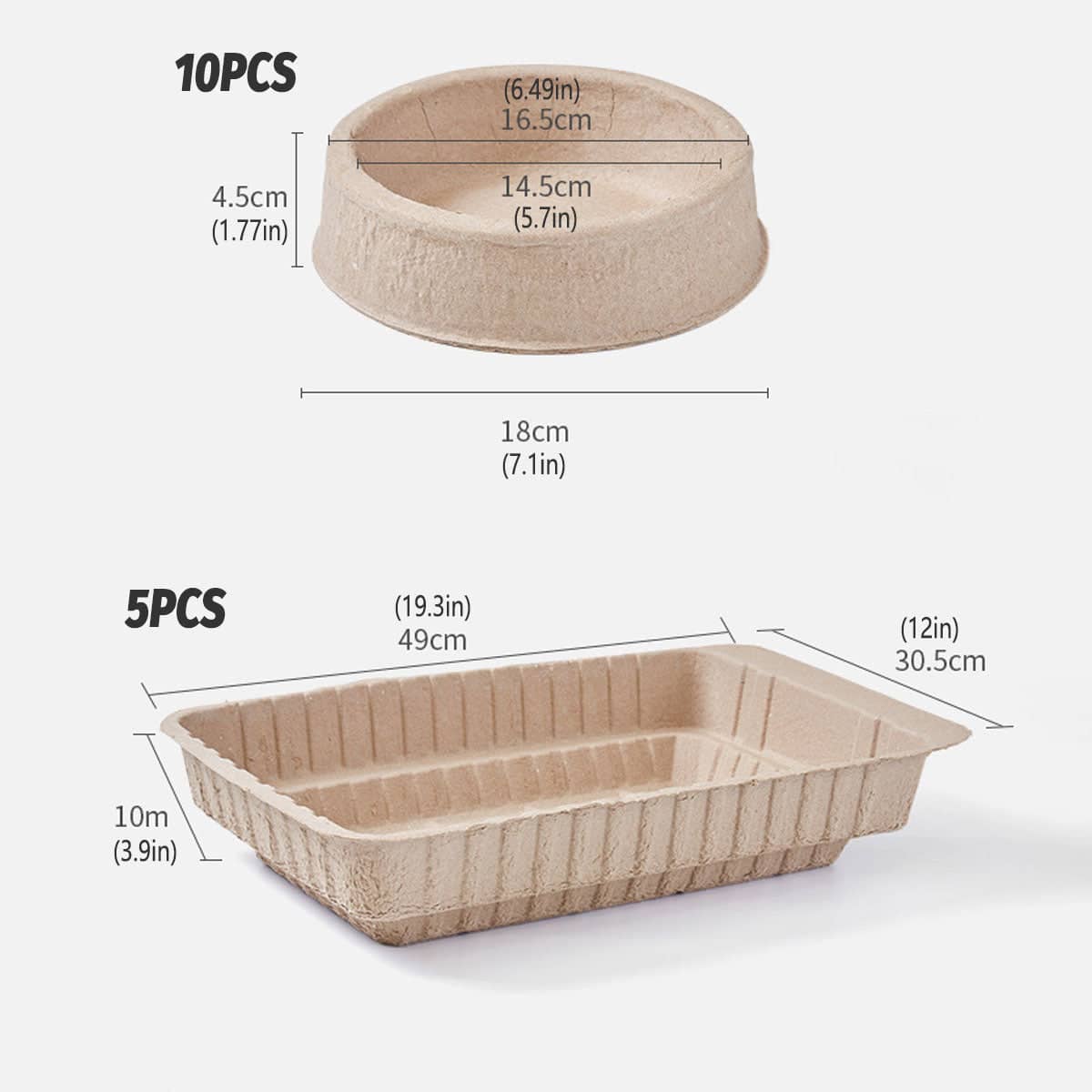 Disposable Biodegradable Cat Litter Boxes - Pack of 5, Natural Kraft - view 5