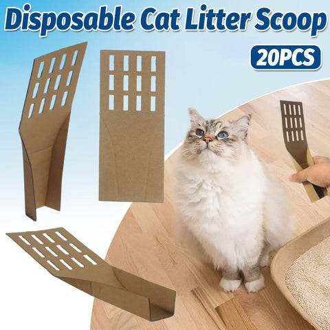 Disposable Biodegradable Cat Litter Scoops, Pack of 20 Cardboard Litter Shovel