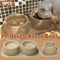 Disposable Cat and Dog Double Round Bowl Set, Raised Angled Feeder, Pack of 10