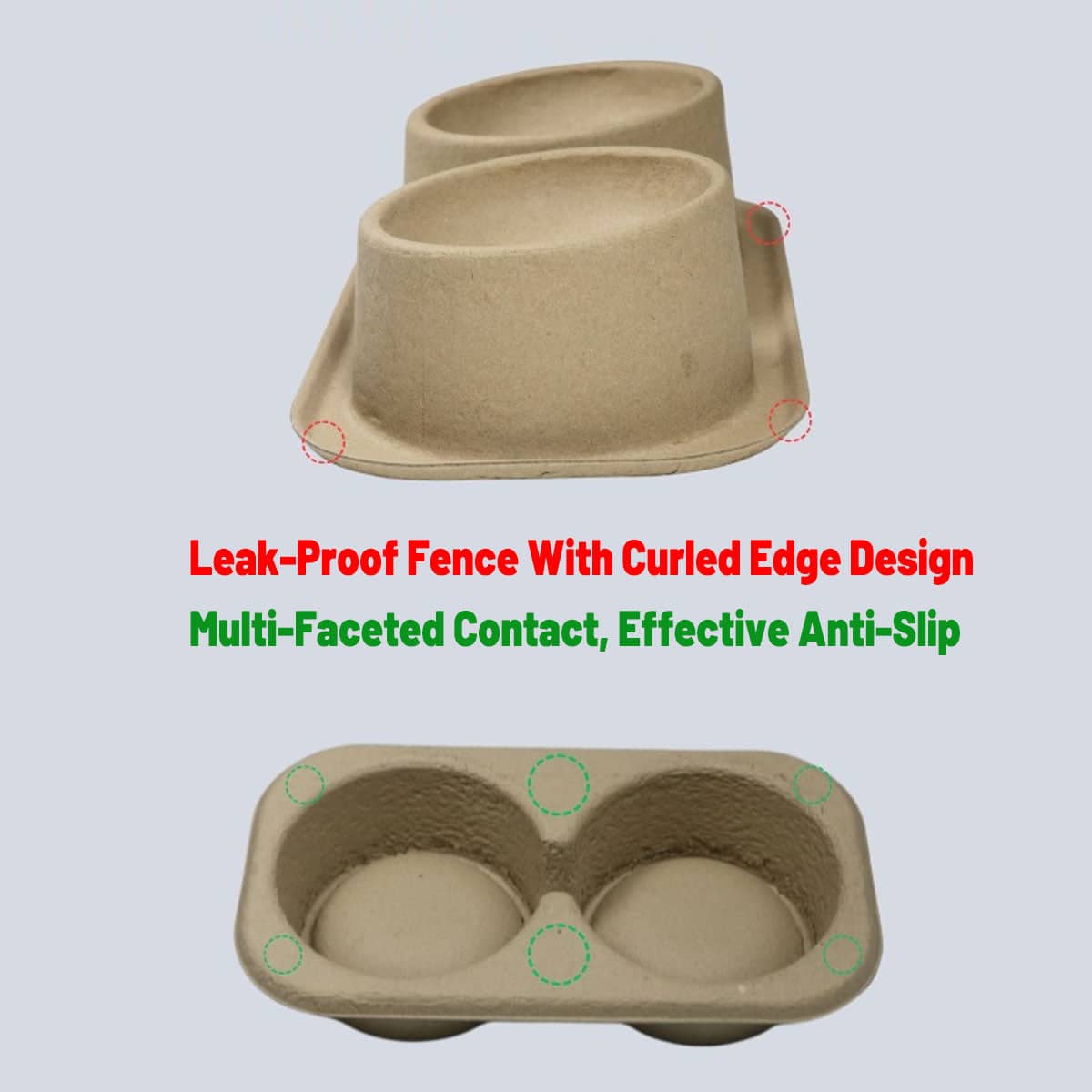 Disposable Cat and Dog Double Round Bowl Set, Raised Angled Feeder, Pack of 10 - view 5