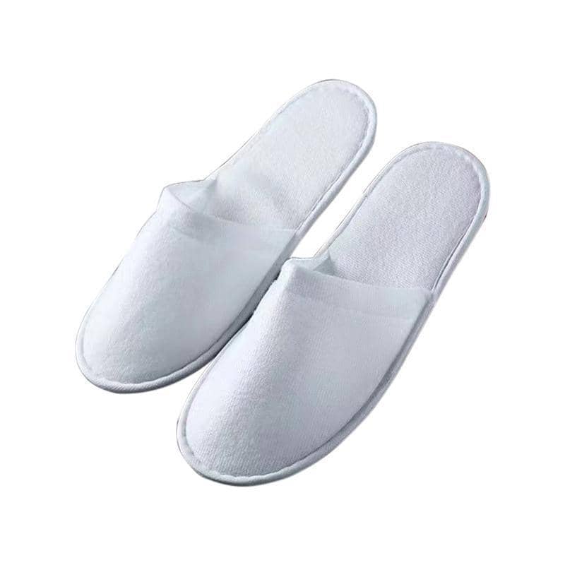 Disposable Closed Toe Hotel Guest Slippers, Pack of 50 Pairs - White