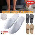 Disposable Closed Toe Hotel Guest Slippers, Pack of 50 Pairs - White - view 2