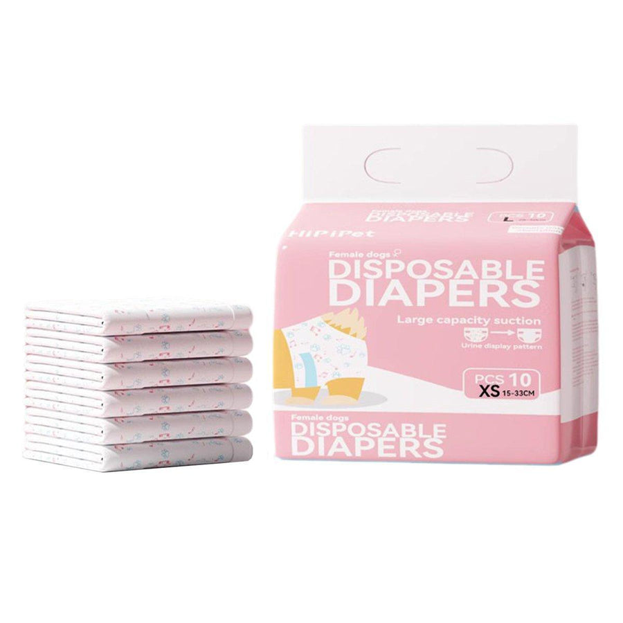 Disposable Dog Diapers for Female Dogs - Extra Small, Pack of 10 (0.5-1.5 kg)
