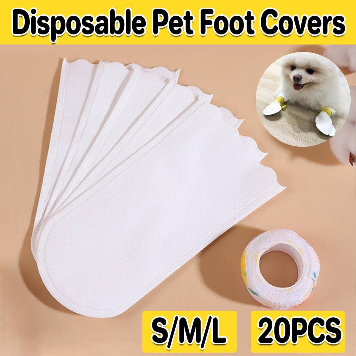 Disposable Dog Shoe Covers, Waterproof Non-Woven, Pack of 20 - Small (7 x 14 cm) - view 2