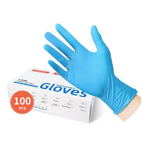 Disposable Food Grade Gloves, Pack of 100 - Blue, Large (Palm Width 9 to 10 cm)